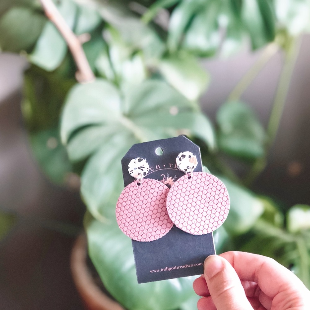 Blush and Mosaic Stud Dangle Earrings